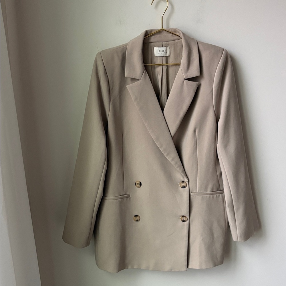 Dissh Essential Stone Blazer Oversized Double Breasted Lined Date Night Size 6